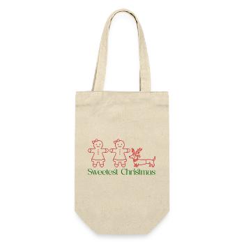 Christmas – Gingerbread Girls & Dachshund (Red) - Gift Bag for Bottles - nature - Front