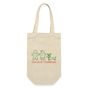 Noël – Famille en pain d’épices avec teckel (vert) - Sac à bouteille - nature - Devant