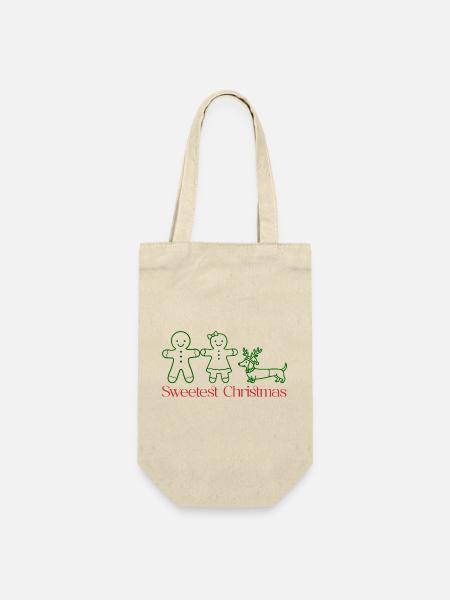 Noël – Famille en pain d’épices avec teckel (vert) - Sac à bouteille - nature