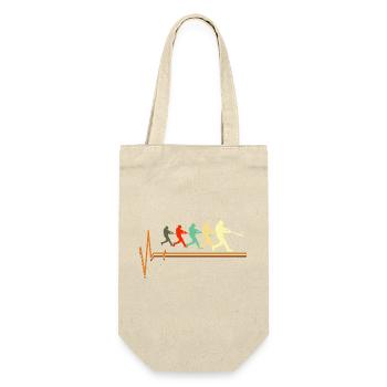 Baseball Herzschlag EKG Puls Retro Batter Sports - Geschenkbeutel für Flaschen - Natur - Vorne