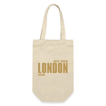 London Gold Lettering - Gift Bag for Bottles - nature - Front