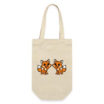 Fuchs Paar - Geschenkbeutel für Flaschen - Natur - Vorne