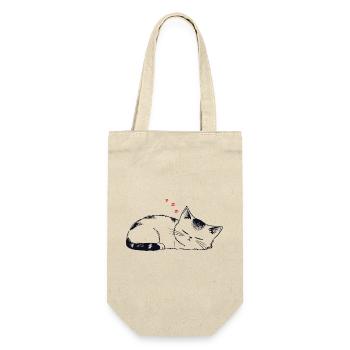 Stickige schlafende Katze - Geschenkbeutel für Flaschen - Natur - Vorne
