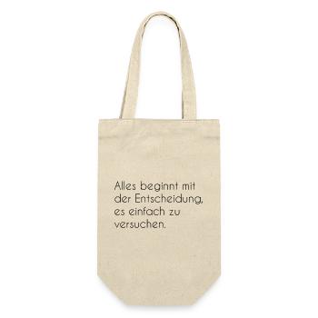 Motivierender Spruch  - Geschenkbeutel für Flaschen - Natur - Vorne