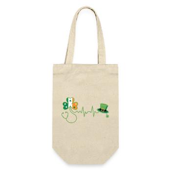 Kleeblatt Herzschlag Irish Med - Geschenkbeutel für Flaschen - Natur - Vorne