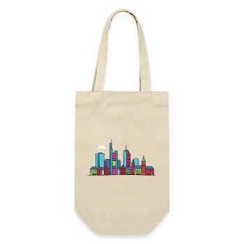 Frankfurter Stadtsilhouette Mainhattan Linienkunst - Geschenkbeutel für Flaschen - Natur - Vorne