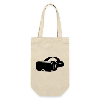 VR Brille Headset Icon - Geschenkbeutel für Flaschen - Natur - Vorne