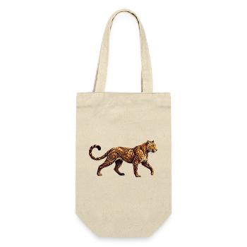 Ornamentierter Leopard Tribal Floral Muster Motiv - Geschenkbeutel für Flaschen - Natur - Vorne