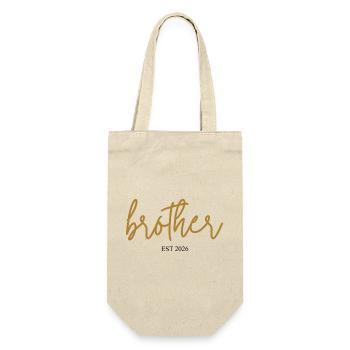 brother est 2026 - Geschenkbeutel für Flaschen - Natur - Vorne