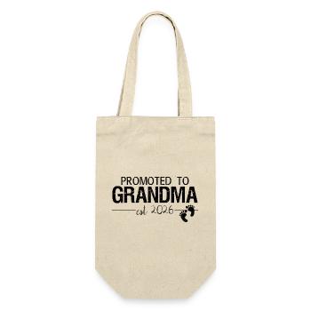 Promoted To Grandma 2026 New Grandma Shirt - Gift Bag for Bottles - nature - Front