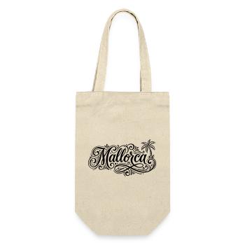 Mallorca Schrift Palmen - Geschenkbeutel für Flaschen - Natur - Vorne