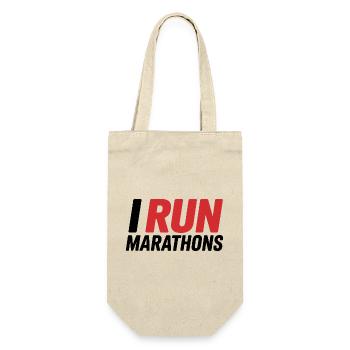 I Run Marathon Schriftzug - Geschenkbeutel für Flaschen - Natur - Vorne