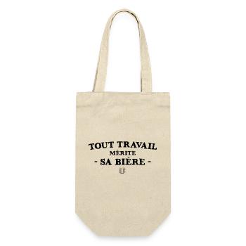 Tout Travail Merite Sa Biere T-Shirt Cadeau Humour - Sac à bouteille - nature - Devant