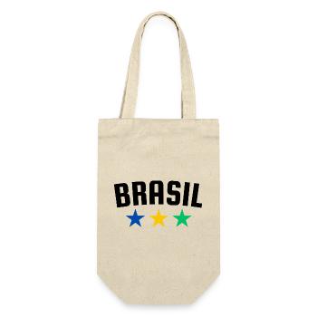 Brasilien 3 Sterne Design - Geschenkbeutel für Flaschen - Natur - Vorne