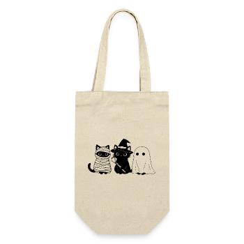 Lustige schwarze Katzen Halloween Mumie Hexe Geist - Geschenkbeutel für Flaschen - Natur - Vorne