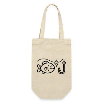Lustiger Fisch Angeln Angelsport Angelverein - Geschenkbeutel für Flaschen - Natur - Vorne