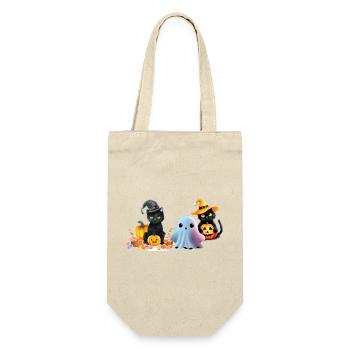 Halloween_Gruppe - Geschenkbeutel für Flaschen - Natur - Vorne