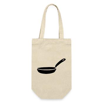Pfanne Topf kochen Symbol Geschenk Koch  - Geschenkbeutel für Flaschen - Natur - Vorne