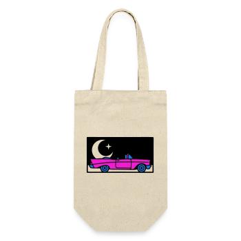 Retro 80s Cabrio Grafik - Geschenkbeutel für Flaschen - Natur - Vorne