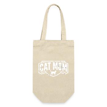 Cat Mom Vintage Wappen - Geschenkbeutel für Flaschen - Natur - Vorne