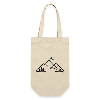 Minimalist mountain silhouette with moon - Gift Bag for Bottles - nature - Front