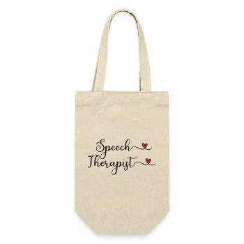 Speech Therapist with a Heart - Gift Bag for Bottles - nature - Front