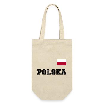 Polen Trikot Look – POLSKA mit Fahne bzw. Flagge - Geschenkbeutel für Flaschen - Natur - Vorne