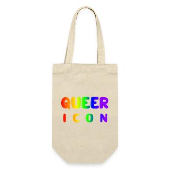 Queer Icon Regenbogen Regenbogenfahne Geschenkidee - Geschenkbeutel für Flaschen - Natur - Vorne