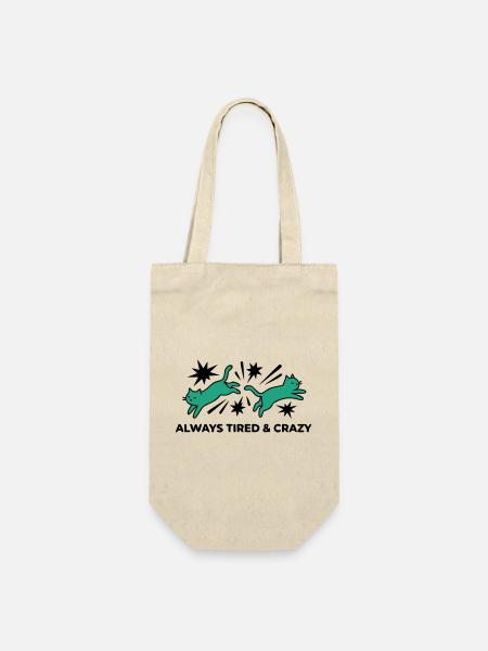Verrueckte Katzen Logo - Geschenkbeutel für Flaschen - Natur