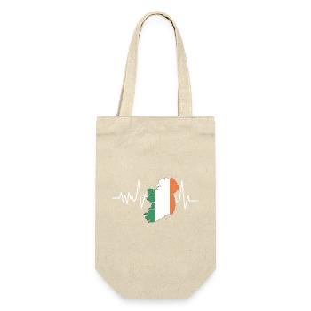 Herzschlag Irland Flagge - Geschenkbeutel für Flaschen - Natur - Vorne