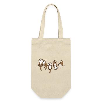 Otter Team Wildtiere Freundschaft Tierhumor - Geschenkbeutel für Flaschen - Natur - Vorne