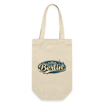 Berlin Vintage Stadtmotiv - Geschenkbeutel für Flaschen - Natur - Vorne