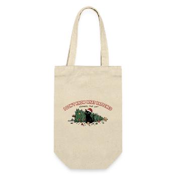Weihnachtskatze Baum umgeworfen Lustiger Spruch - Geschenkbeutel für Flaschen - Natur - Vorne