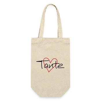 Tante Herz Geschenk Liebe Patentante - Geschenkbeutel für Flaschen - Natur - Vorne