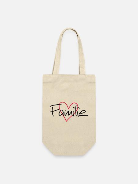 Familie Herz Liebe Gemeinschaft Zusammenhalt - Geschenkbeutel für Flaschen - Natur
