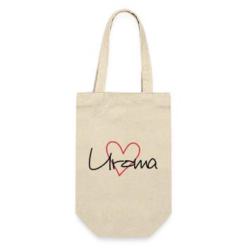 Uroma Herz Liebe werdende Oma Geschenk - Geschenkbeutel für Flaschen - Natur - Vorne