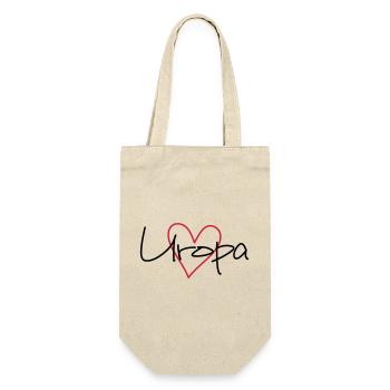 Uropa Herz Liebe Geschenk werdender Uropa - Geschenkbeutel für Flaschen - Natur - Vorne