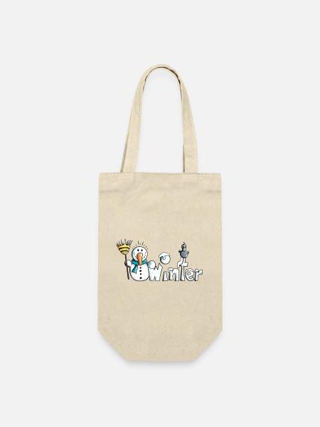 Happy Winter - Geschenkbeutel für Flaschen - Natur