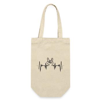 Rock and Roll Hand Herzschlag Heartbeat - Geschenkbeutel für Flaschen - Natur - Vorne