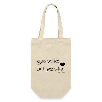 guadste Schwesta - beste Schwester, Dialekt - Geschenkbeutel für Flaschen - Natur - Vorne