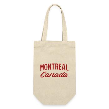 Montreal Canada Vintage Script - Geschenkbeutel für Flaschen - Natur - Vorne
