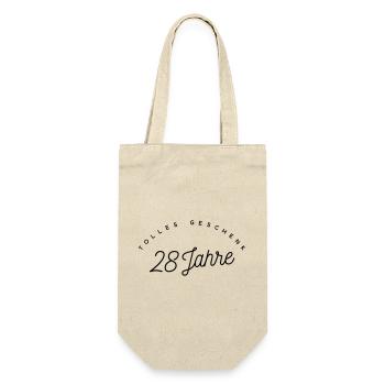 Tolles Geschenk 28 Jahre  - Geschenkbeutel für Flaschen - Natur - Vorne