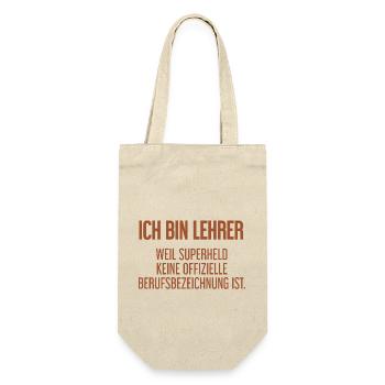 Lehrer - Mein offizieller Superhelden-Beruf! - Geschenkbeutel für Flaschen - Natur - Vorne