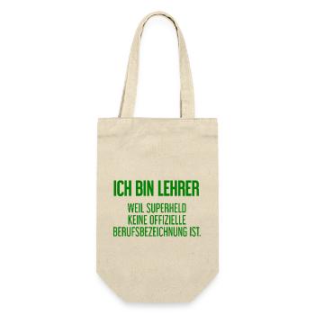 Lehrer - Mein offizieller Superhelden-Beruf! - Geschenkbeutel für Flaschen - Natur - Vorne