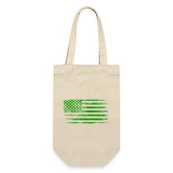 Irish American Saint Patrick's Day Flag Washed - Gift Bag for Bottles - nature - Front