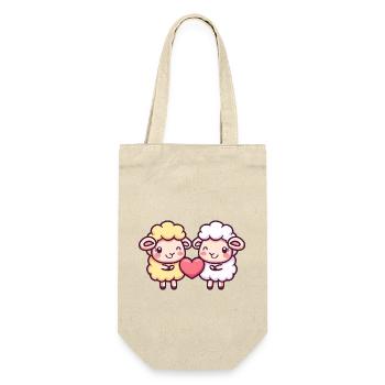 Sheep Comic Couple Love - Gift Bag for Bottles - nature - Front