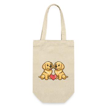 Golden Retriever Hunde Paar Verliebt Valentinstag - Geschenkbeutel für Flaschen - Natur - Vorne