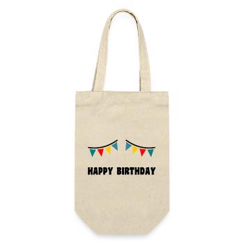 ALLES GUTE ZUM GEBURTSTAG. ALLES GUTE ZUM GEBURTSTAG. JAHRESTAG. - Geschenkbeutel für Flaschen - Natur - Vorne