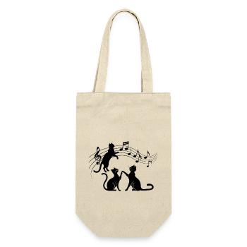 Black cats pattern playing with musical note - Gift Bag for Bottles - nature - Front