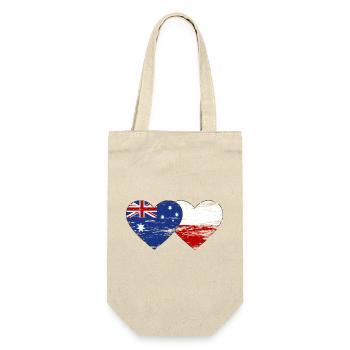 Australien Polen Flagge Herz used - Geschenkbeutel für Flaschen - Natur - Vorne